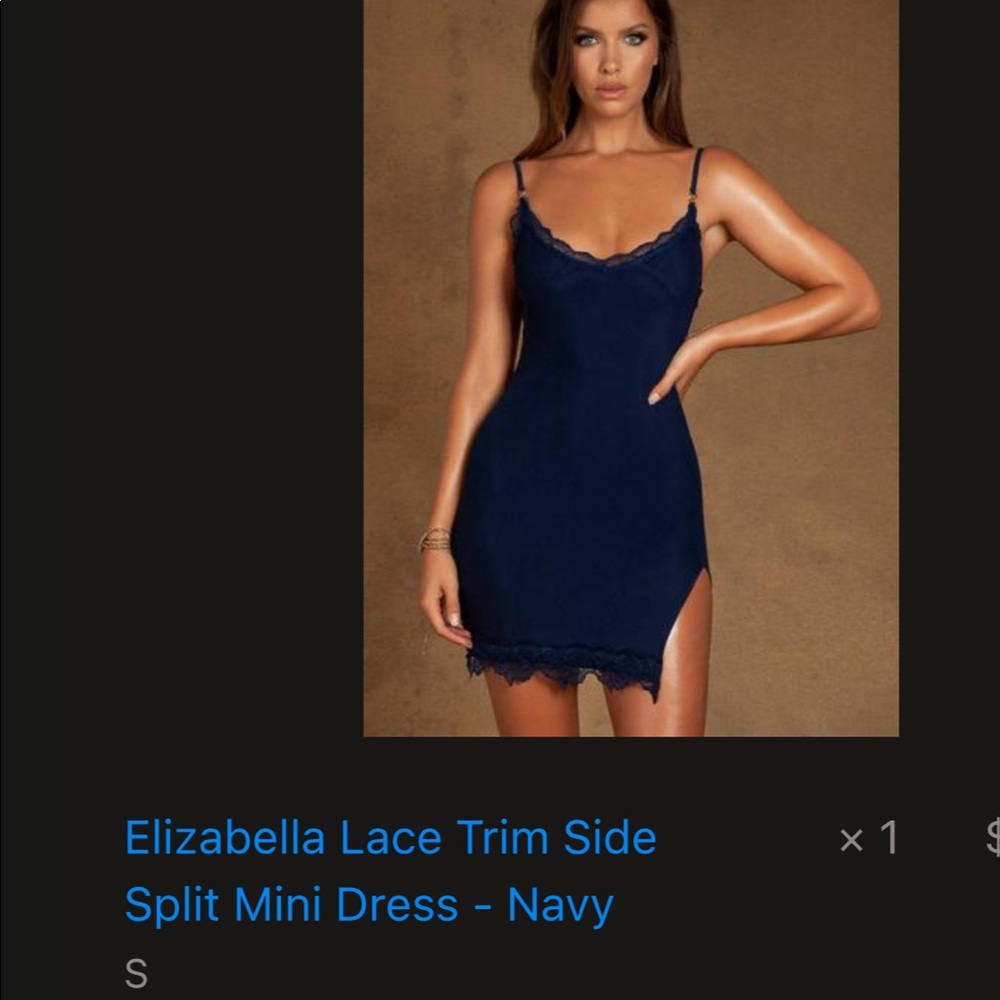 COPY - Lace Navy Blue Slit Dress (never worn)